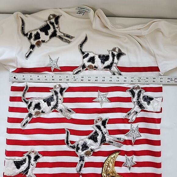 Whimsical Cow Jumps Over Moon Sequin Beaded M Top Bling Party Accessory Lady - Picture 12 of 15